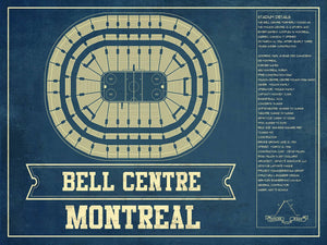 14" x 11" / Unframed Cutler West Montreal Canadiens Bell Centre Seating Chart - Vintage Hockey Print