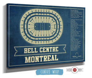 36" x 24" / 3 Panel Canvas Wrap Cutler West Montreal Canadiens Bell Centre Seating Chart - Vintage Hockey Print