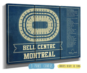 48" x 36" / 3 Panel Canvas Wrap Cutler West Montreal Canadiens Bell Centre Seating Chart - Vintage Hockey Print