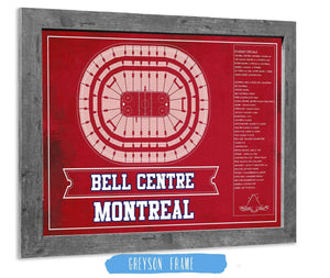 14" x 11" / Greyson Frame Cutler West Montreal Canadiens Bell Centre Seating Chart - Vintage Hockey Team Color Print