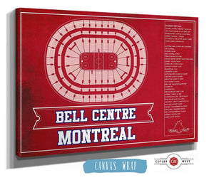 36" x 24" / 3 Panel Canvas Wrap Cutler West Montreal Canadiens Bell Centre Seating Chart - Vintage Hockey Team Color Print