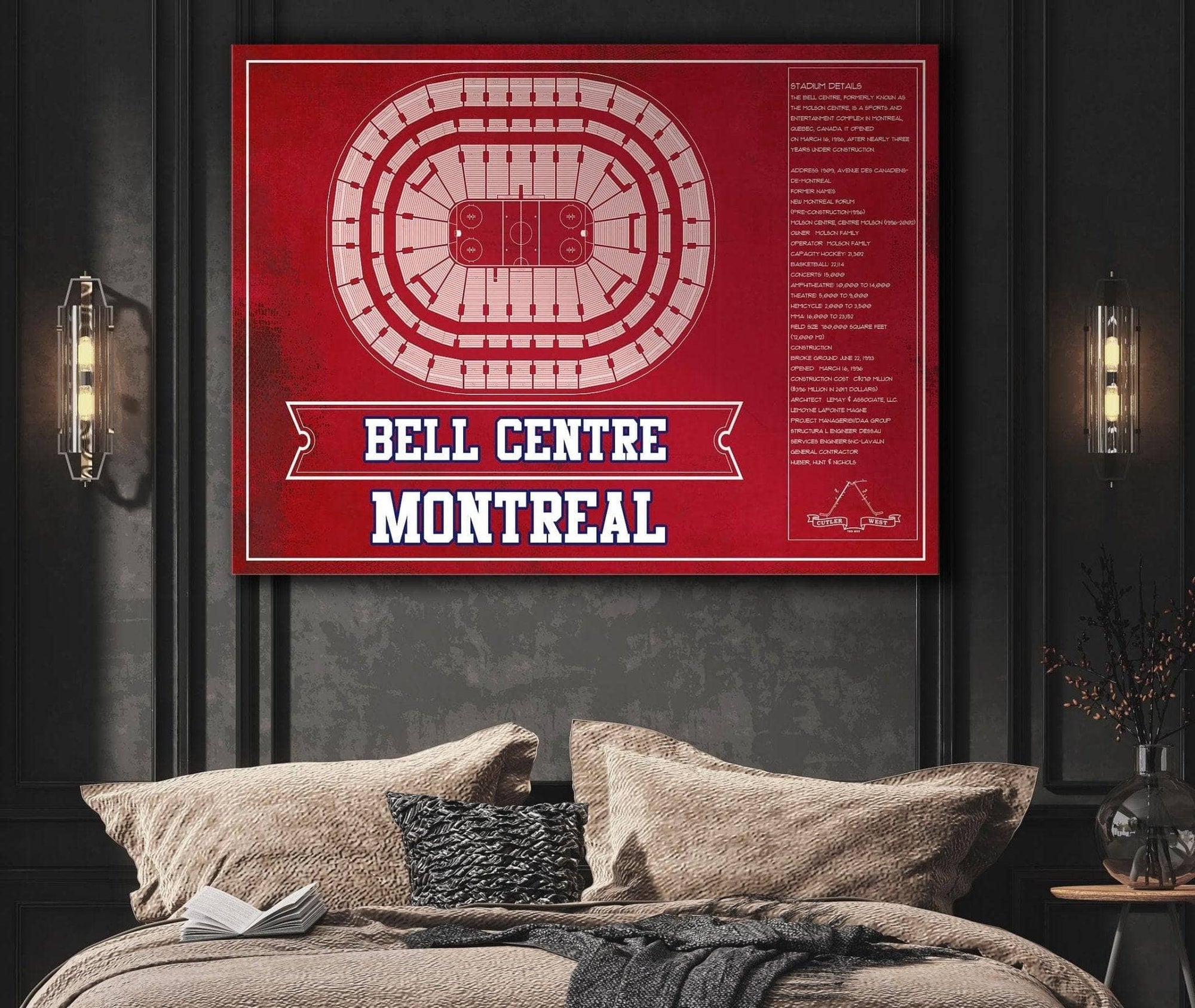 Cutler West Montreal Canadiens Bell Centre Seating Chart - Vintage Hockey Team Color Print