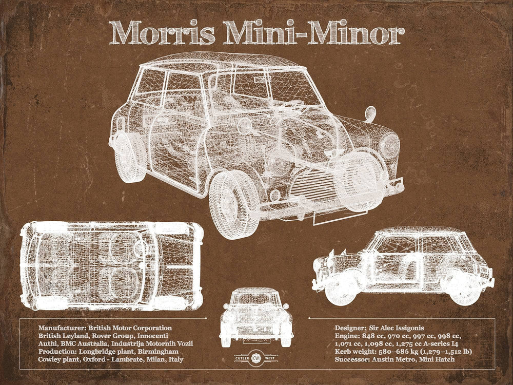 14" x 11" / Stretched Canvas Wrap Cutler West Morris Mini-Minor Vintage Auto Print