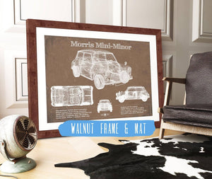 20" x 16" / Walnut Frame & Mat Cutler West Morris Mini-Minor Vintage Auto Print