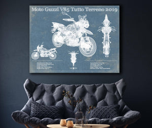 Cutler West Moto Guzzi V85 Tutto Terreno 2019 Blueprint Motorcycle Patent Print