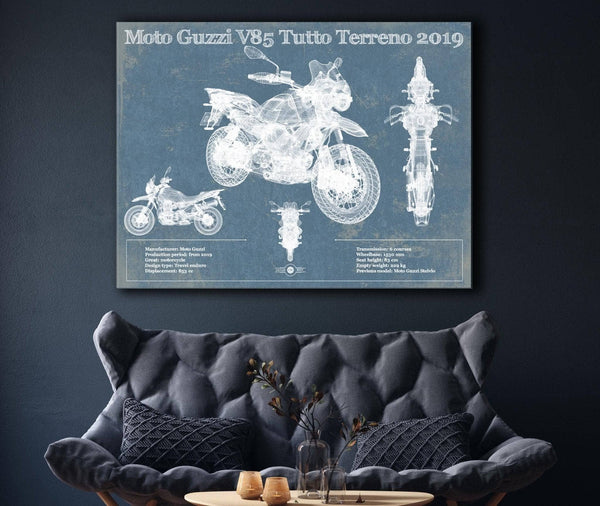 Cutler West Moto Guzzi V85 Tutto Terreno 2019 Blueprint Motorcycle Patent Print
