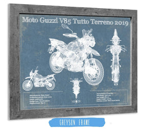 14" x 11" / Greyson Frame Cutler West Moto Guzzi V85 Tutto Terreno 2019 Blueprint Motorcycle Patent Print