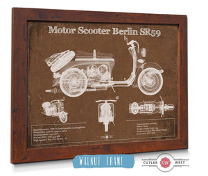 Cutler West Motor Scooter IWL Berlin SR59 Vintage Blueprint Motorcycle Print