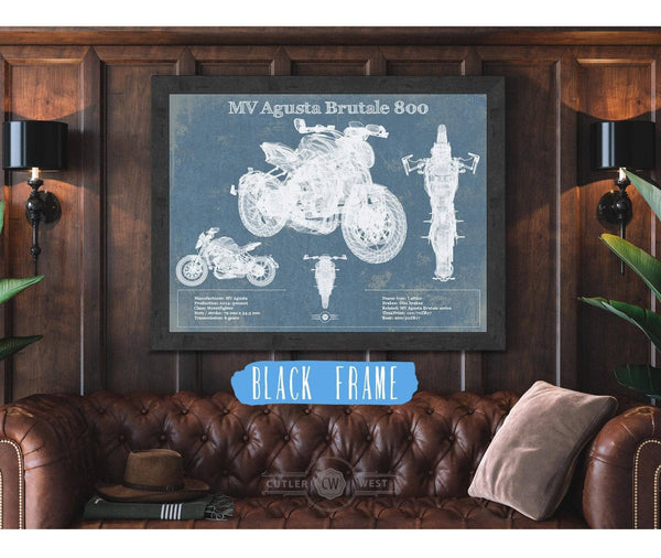 Cutler West Mv Agusta Brutale 800 Blueprint Motorcycle Patent Print