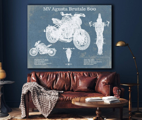 Cutler West Mv Agusta Brutale 800 Blueprint Motorcycle Patent Print