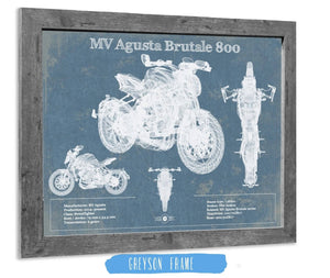 14" x 11" / Greyson Frame Cutler West Mv Agusta Brutale 800 Blueprint Motorcycle Patent Print