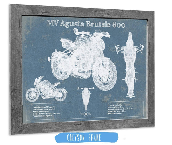 14" x 11" / Greyson Frame Cutler West Mv Agusta Brutale 800 Blueprint Motorcycle Patent Print