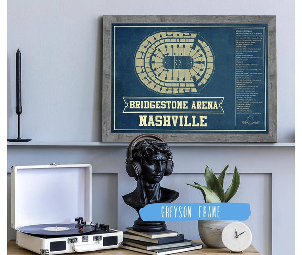 Cutler West Nashville Predators Bridgestone Arena Seating Chart - Vintage Hockey Print