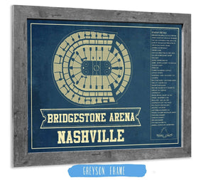 14" x 11" / Greyson Frame Cutler West Nashville Predators Bridgestone Arena Seating Chart - Vintage Hockey Print