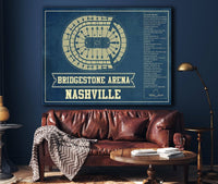 Cutler West Nashville Predators Bridgestone Arena Seating Chart - Vintage Hockey Print