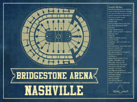 Cutler West 14" x 11" / Unframed Nashville Predators Bridgestone Arena Seating Chart - Vintage Hockey Print 673823609_80127