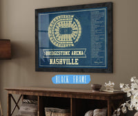 Cutler West 14" x 11" / Black Frame Nashville Predators Bridgestone Arena Seating Chart - Vintage Hockey Print 673823609_80128