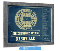 Cutler West 14" x 11" / Greyson Frame Nashville Predators Bridgestone Arena Seating Chart - Vintage Hockey Print 673823609_80134