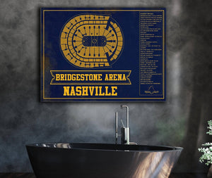 Cutler West Nashville Predators Bridgestone Arena Seating Chart - Vintage Hockey Team Color Print