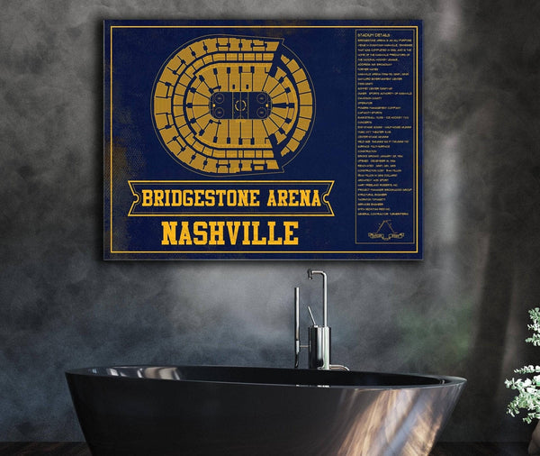 Cutler West Nashville Predators Bridgestone Arena Seating Chart - Vintage Hockey Team Color Print