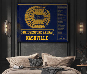 Cutler West Nashville Predators Bridgestone Arena Seating Chart - Vintage Hockey Team Color Print