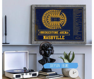 Cutler West Nashville Predators Bridgestone Arena Seating Chart - Vintage Hockey Team Color Print