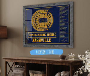 Cutler West Nashville Predators Bridgestone Arena Seating Chart - Vintage Hockey Team Color Print