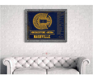 Cutler West Nashville Predators Bridgestone Arena Seating Chart - Vintage Hockey Team Color Print