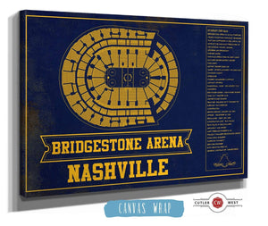 36" x 24" / 3 Panel Canvas Wrap Cutler West Nashville Predators Bridgestone Arena Seating Chart - Vintage Hockey Team Color Print