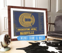 Cutler West 14" x 11" / Walnut Frame & Mat Nashville Predators Bridgestone Arena Seating Chart - Vintage Hockey Team Color Print 673823609-TEAM