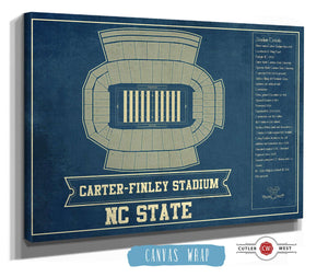 14" x 11" / Stretched Canvas Wrap Cutler West NC State Wolfpack - Carter-Finley Stadium Vintage Seating Chart
