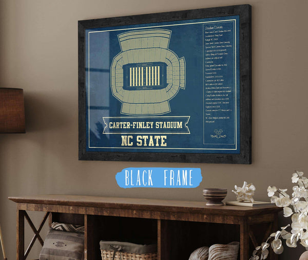 20" x 16" / Black Frame Cutler West NC State Wolfpack - Carter-Finley Stadium Vintage Seating Chart