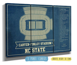 36" x 24" / 3 Panel Canvas Wrap Cutler West NC State Wolfpack - Carter-Finley Stadium Vintage Seating Chart