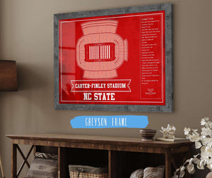 14" x 11" / Greyson Frame Cutler West NC State Wolfpack Team Colors - Carter-Finley Stadium Vintage Seating Chart