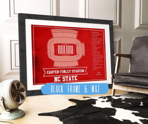 20" x 16" / Black Frame & Mat Cutler West NC State Wolfpack Team Colors - Carter-Finley Stadium Vintage Seating Chart