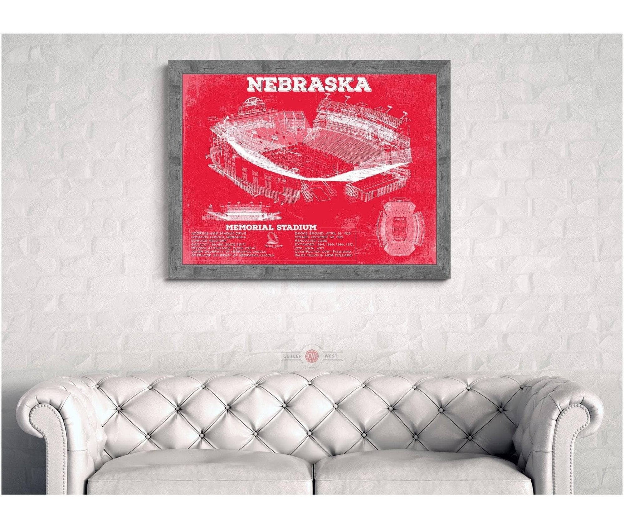 Cutler West Nebraska Cornhuskers - Vintage Memorial Stadium (Lincoln) Art Print
