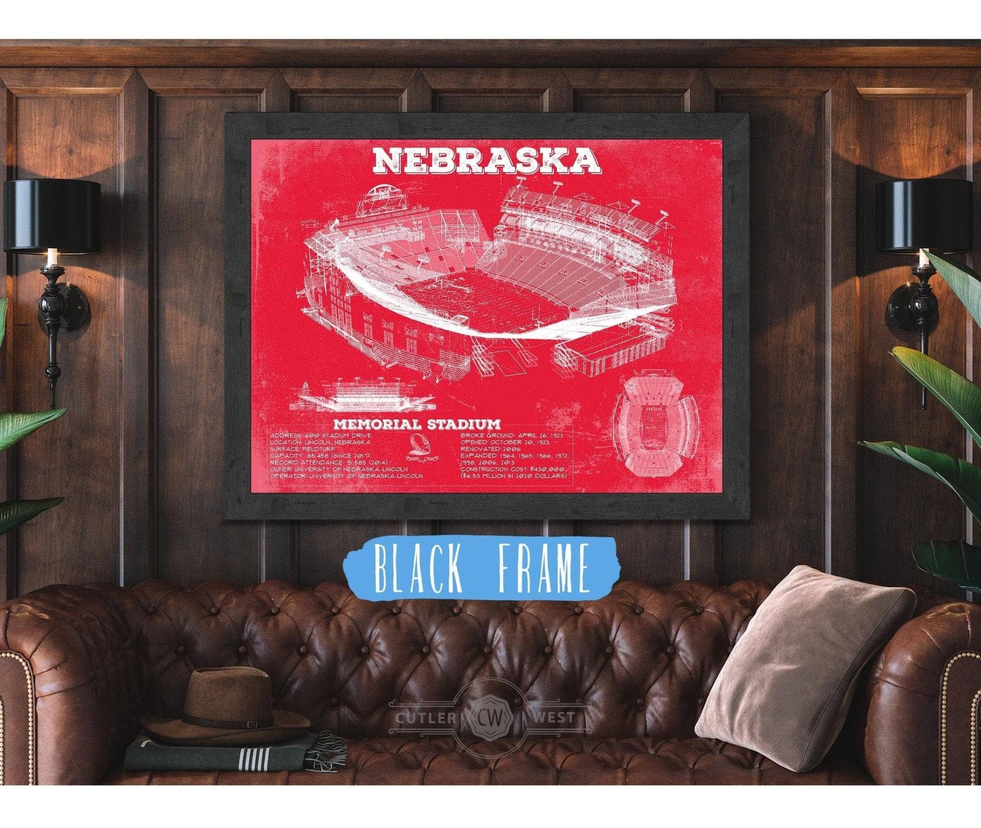 Cutler West Nebraska Cornhuskers - Vintage Memorial Stadium (Lincoln) Art Print