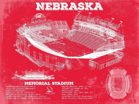 14" x 11" / Unframed Cutler West Nebraska Cornhuskers - Vintage Memorial Stadium (Lincoln) Art Print