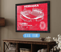 20" x 16" / Black Frame Cutler West Nebraska Cornhuskers - Vintage Memorial Stadium (Lincoln) Art Print