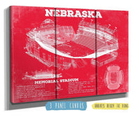 36" x 24" / 3 Panel Canvas Wrap Cutler West Nebraska Cornhuskers - Vintage Memorial Stadium (Lincoln) Art Print