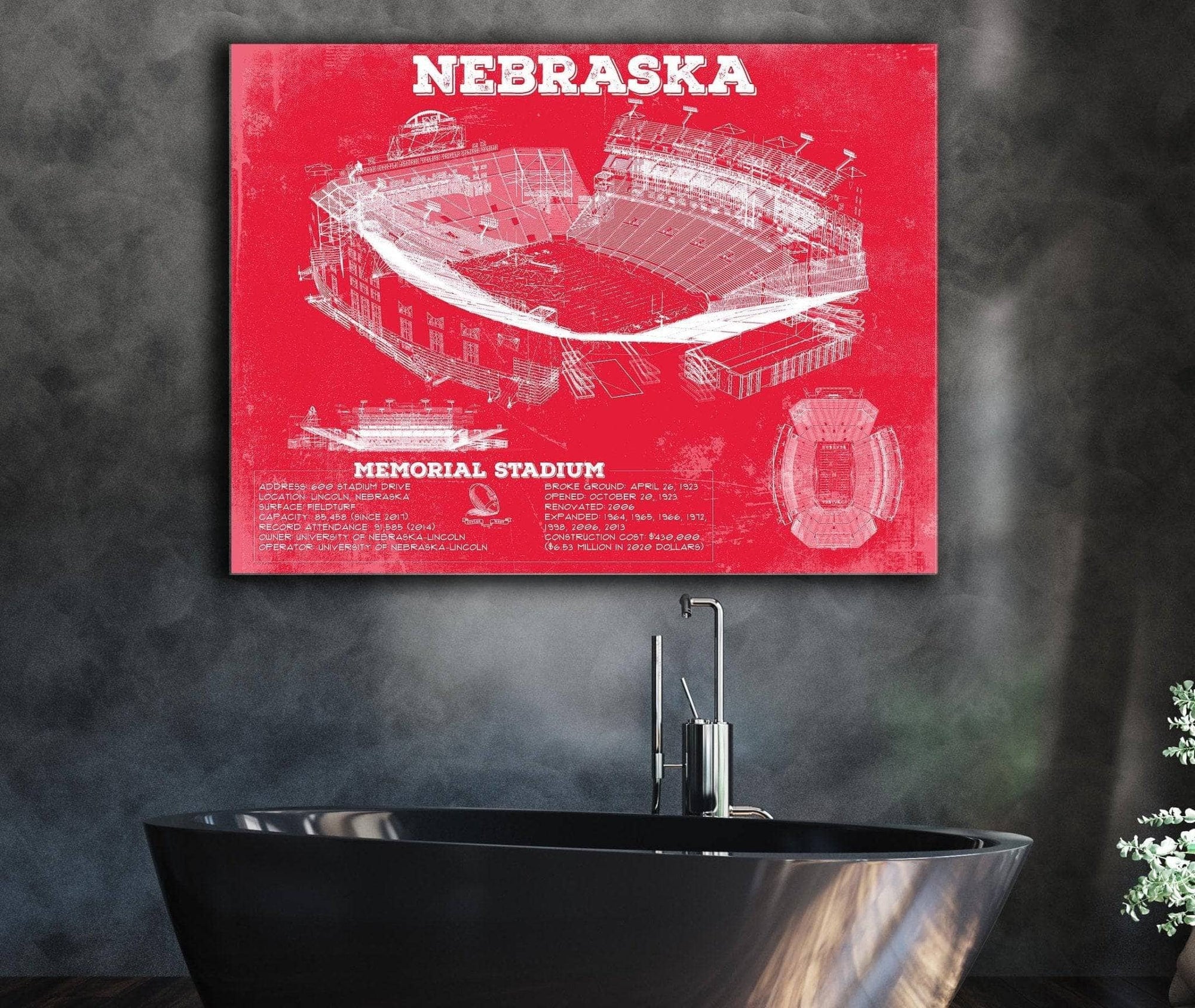 Cutler West College Football Collection Nebraska Cornhuskers - Vintage Memorial Stadium (Lincoln) Art Print