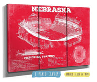 Cutler West College Football Collection 48" x 32" / 3 Panel Canvas Wrap Nebraska Cornhuskers - Vintage Memorial Stadium (Lincoln) Art Print 933350118