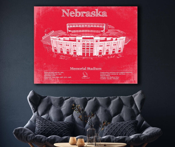 Cutler West Nebraska Cornhuskers - Vintage Memorial Stadium (Lincoln) Team Colors Art Print