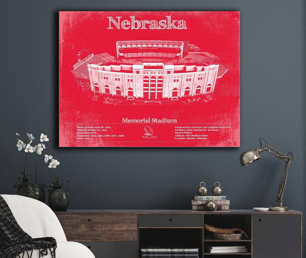 Cutler West Nebraska Cornhuskers - Vintage Memorial Stadium (Lincoln) Team Colors Art Print