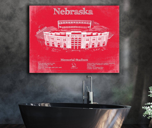 Cutler West Nebraska Cornhuskers - Vintage Memorial Stadium (Lincoln) Team Colors Art Print
