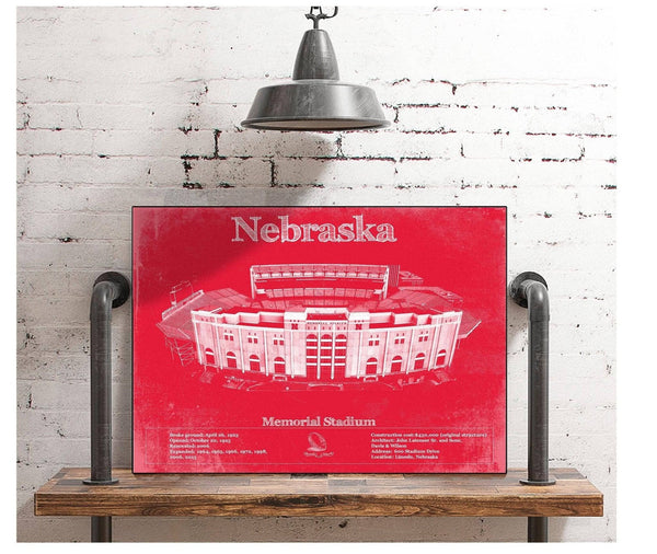 Cutler West Nebraska Cornhuskers - Vintage Memorial Stadium (Lincoln) Team Colors Art Print