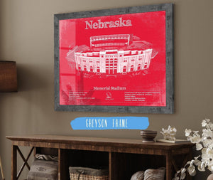 14" x 11" / Greyson Frame Cutler West Nebraska Cornhuskers - Vintage Memorial Stadium (Lincoln) Team Colors Art Print