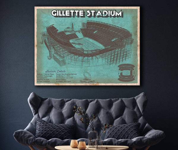 Cutler West New England Patriots Gillette Stadium Seating Chart - Vintage Football Team Color Print