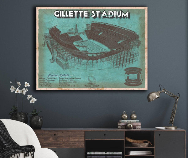 Cutler West New England Patriots Gillette Stadium Seating Chart - Vintage Football Team Color Print