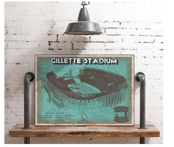 Cutler West New England Patriots Gillette Stadium Seating Chart - Vintage Football Team Color Print